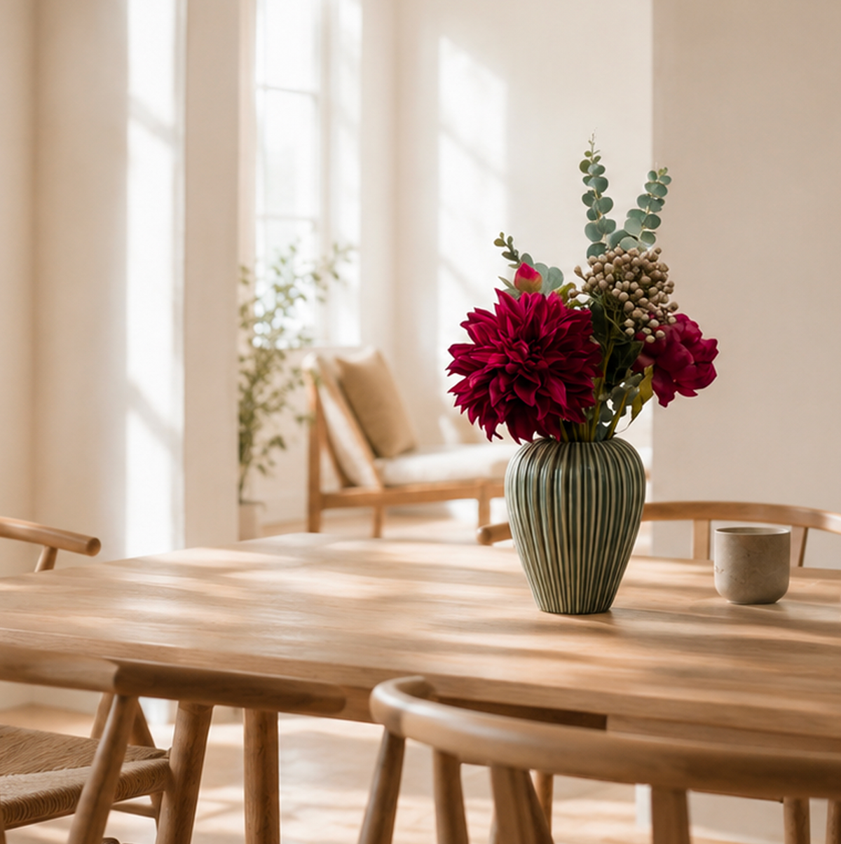 SILK BOUQUET BORDEAUX/DUST GREEN