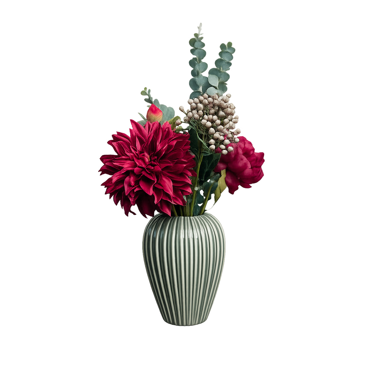 SILK BOUQUET BORDEAUX/DUST GREEN